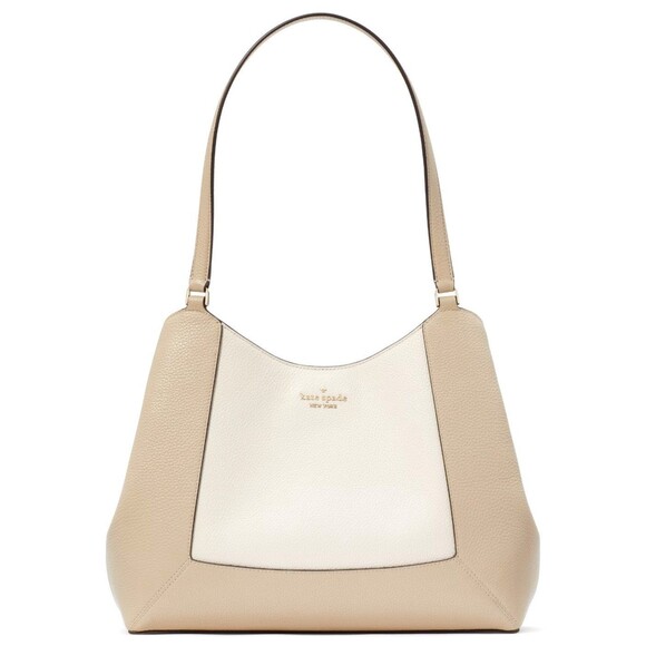 New Kate Spade Lena Colorblock Large Triple Compartment Shoulder Bag Light Sand - Picture 1 of 5